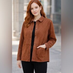 Truth by Republic Faux Suede Jacket in Rich Brown Terracota Medium Nwt Shacket